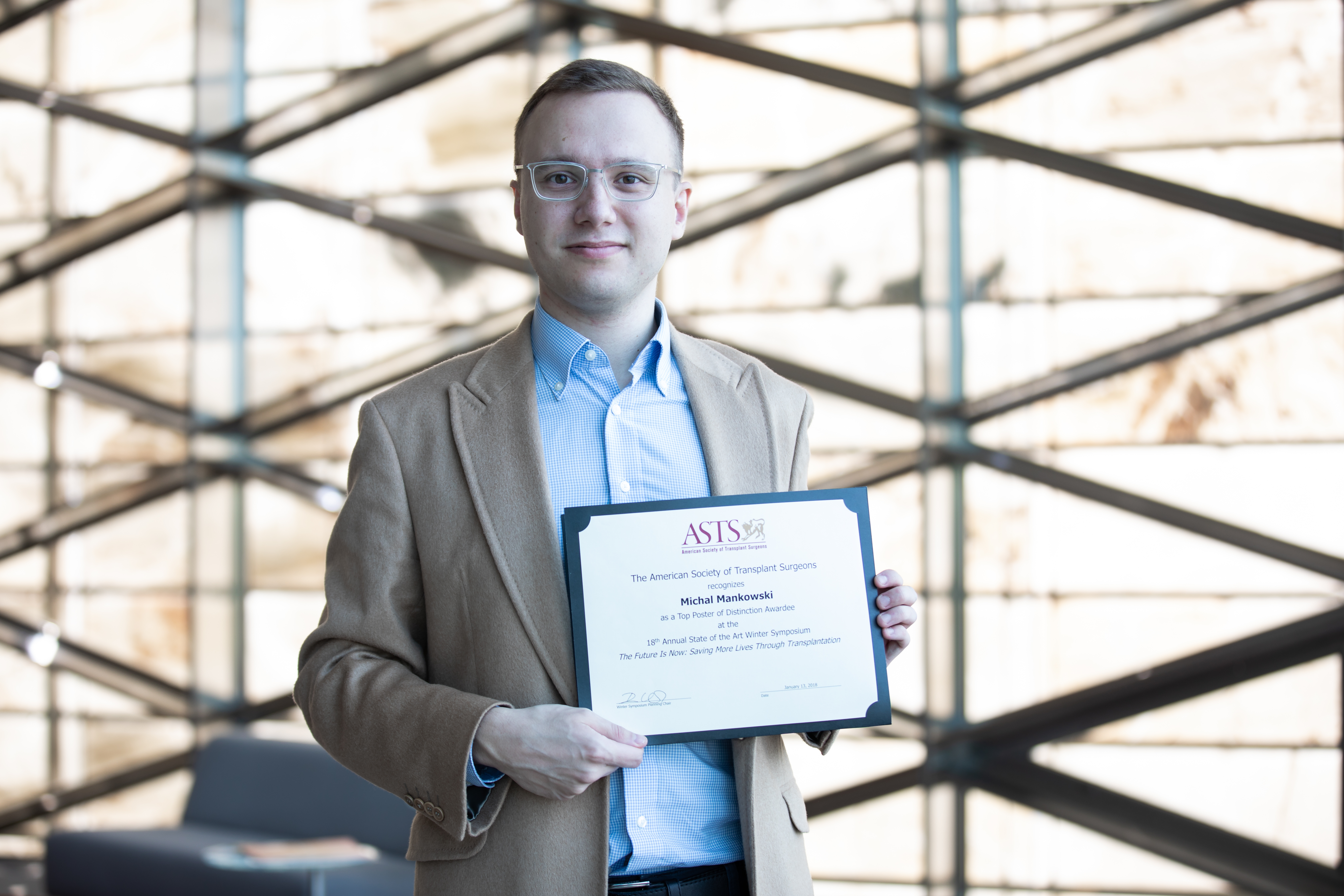 Ph D Student Michal Mankowski Wins Poster Award At The 18th Annual American Society Of Transplant Surgeons Symposium King Abdullah University